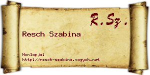 Resch Szabina névjegykártya